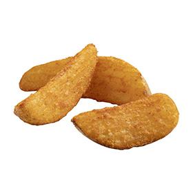 Savory Battered 6 Cut Crinkle Cut Wedges, Skin On